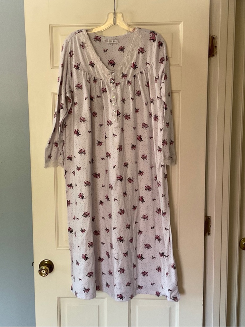 Eileen West Nightgown Size L Knit Floral Lounge Cottagecore Demure Sleep Country